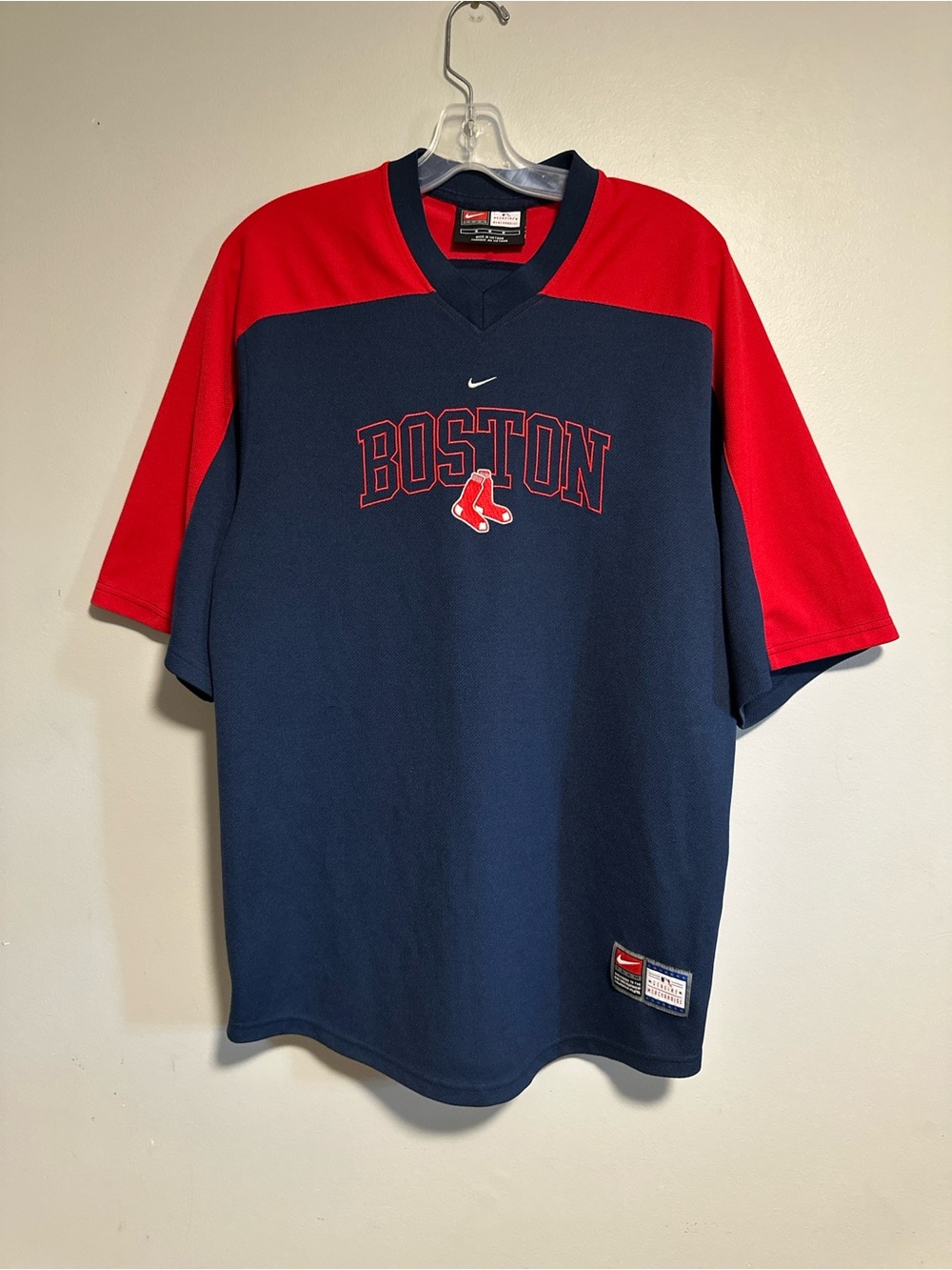 Nike Team Boston Red Sox Navy and Red Short-Sleeve Jersey